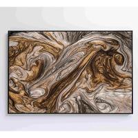 Quadro Abstrato Textura Líquida Dourada Medidas 90x60 Cm Tipo De Impressão Tecido Canvas