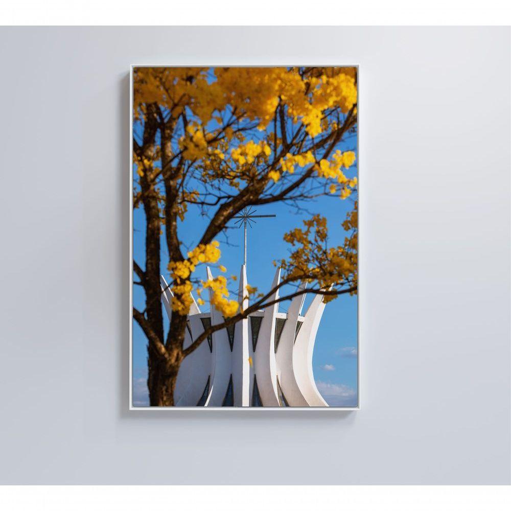 Quadro Ipê Amarelo Catedral Ao Fundo Medidas 40x60 Cm Tipo De Impressão Tecido Canvas - 8