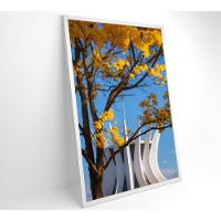 Quadro Ipê Amarelo Catedral Ao Fundo Medidas 40x60 Cm Tipo De Impressão Tecido Canvas - 1