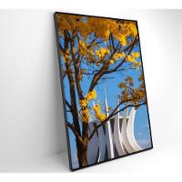 Quadro Ipê Amarelo Catedral Ao Fundo Medidas 40x60 Cm Tipo De Impressão Tecido Canvas