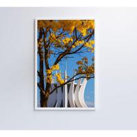 Quadro Ipê Amarelo Catedral Ao Fundo Medidas 40x60 Cm Tipo De Impressão Tecido Canvas - 5