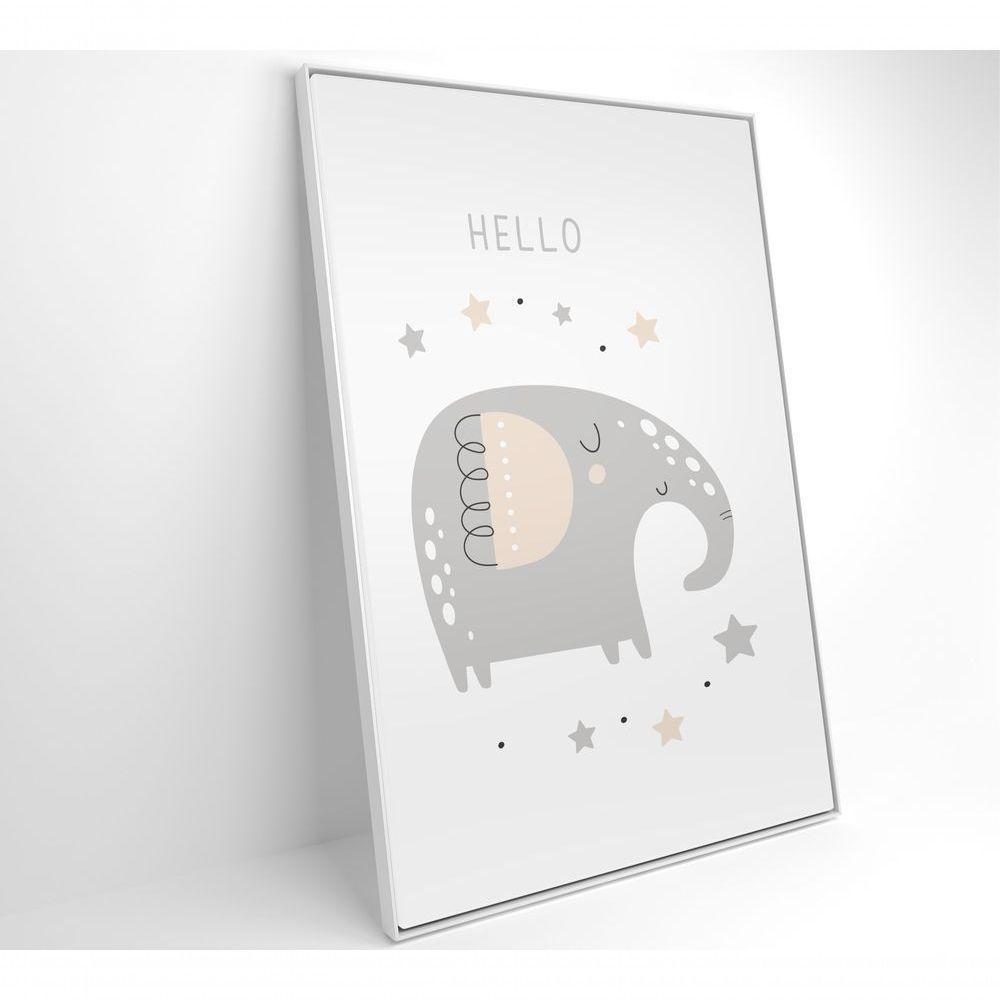 Quadro Infantil Hello Elefante Medidas 60x90 Cm Impressão Vidro Acrílico - 1