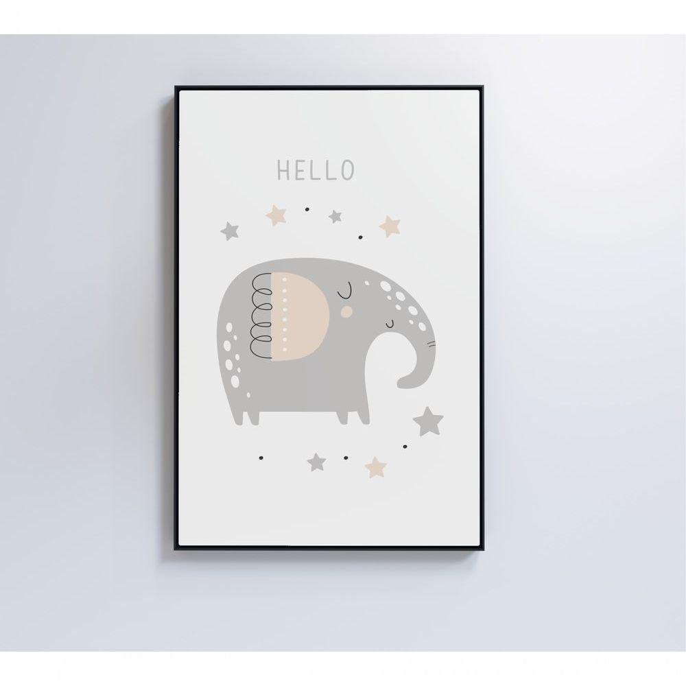 Quadro Infantil Hello Elefante Medidas 60x90 Cm Impressão Vidro Acrílico - 2