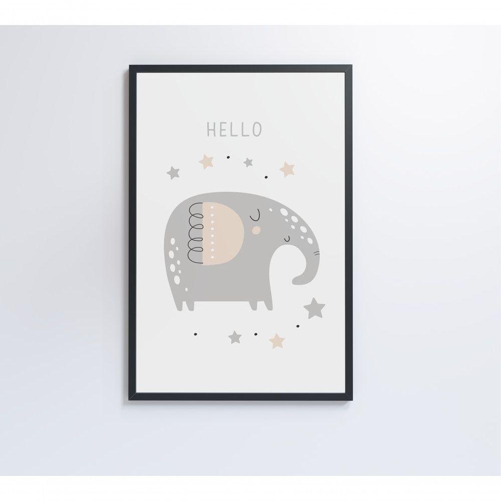 Quadro Infantil Hello Elefante Medidas 60x90 Cm Impressão Vidro Acrílico - 5