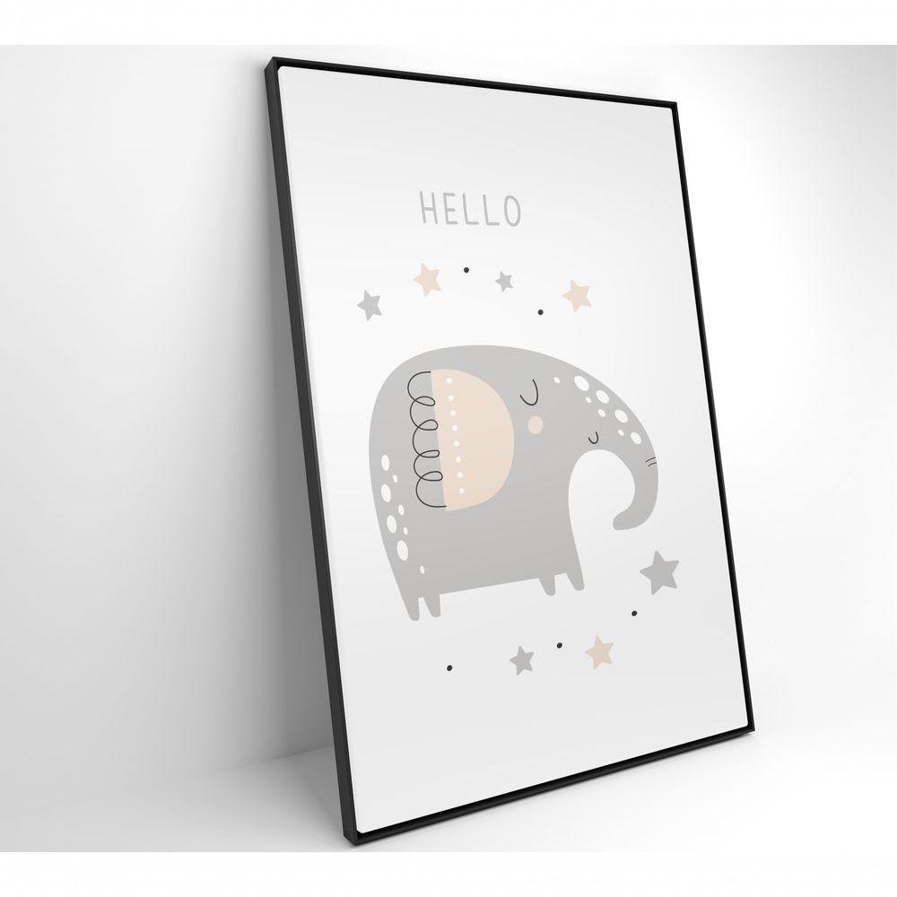 Quadro Infantil Hello Elefante Medidas 60x90 Cm Impressão Vidro Acrílico - 7