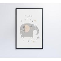 Quadro Infantil Hello Elefante Medidas 60x90 Cm Impressão Vidro Acrílico - 5