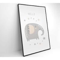 Quadro Infantil Hello Elefante Medidas 80x120 Cm Impressão Tecido Canvas - 6