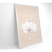 Quadro Infantil Nuvem Doces Sonhos Medidas 80x120 Cm Impressão Vidro Acrílico - 1