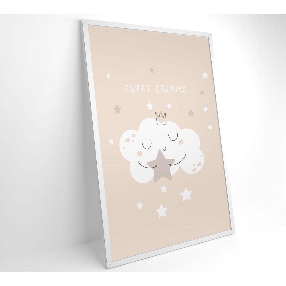 Quadro Infantil Nuvem Doces Sonhos Medidas 40x60 Cm Impressão Vidro Acrílico - 1