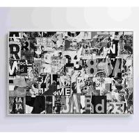 Quadro Colagem De Letras Em Preto E Branco Medidas 60x40 Cm Impressão Tecido Canvas