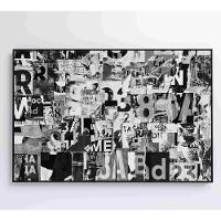 Quadro Colagem De Letras Em Preto E Branco Medidas 60x40 Cm Impressão Tecido Canvas - 5