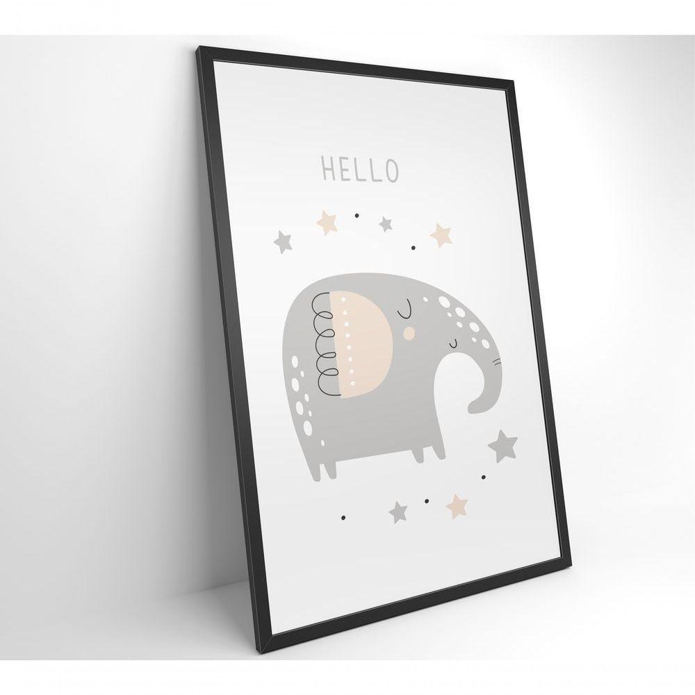 Quadro Infantil Hello Elefante Medidas 80x120 Cm Impressão Vidro Acrílico - 3