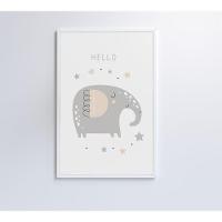 Quadro Infantil Hello Elefante Medidas 80x120 Cm Impressão Vidro Acrílico - 5