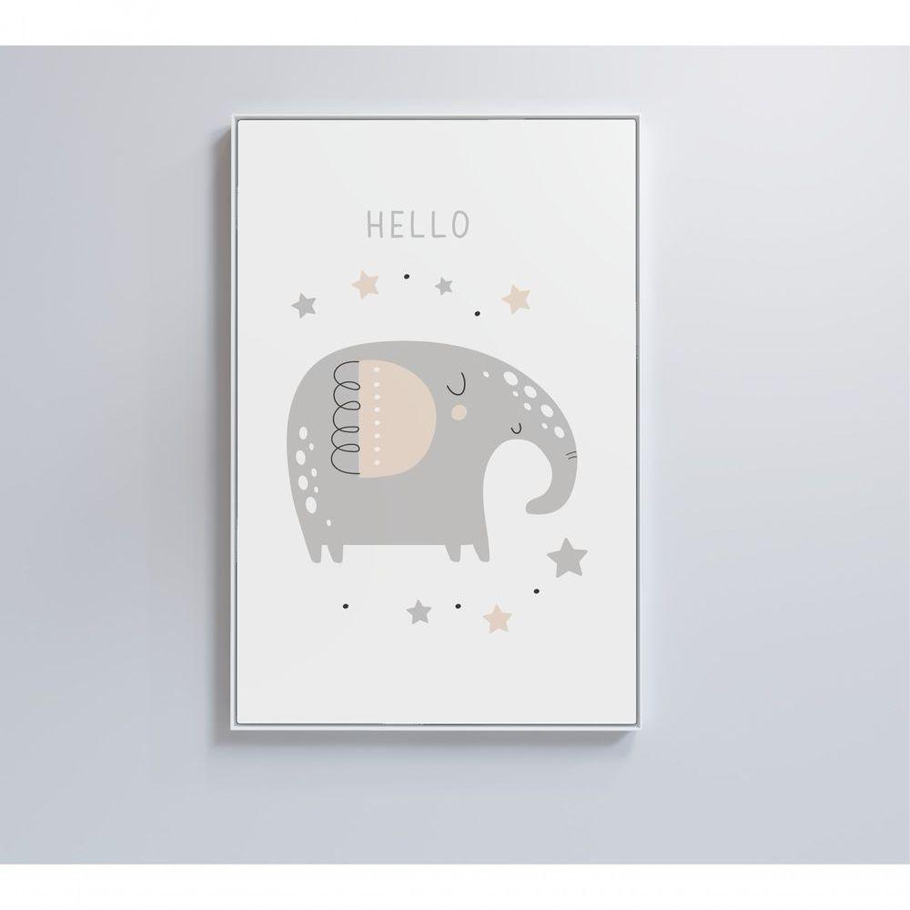 Quadro Infantil Hello Elefante Medidas 60x90 Cm Impressão Adesivo Fotográfico - 2
