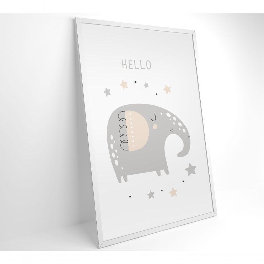 Quadro Infantil Hello Elefante Medidas 60x90 Cm Impressão Adesivo Fotográfico - 4