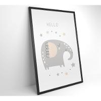 Quadro Infantil Hello Elefante Medidas 60x90 Cm Impressão Adesivo Fotográfico - 3