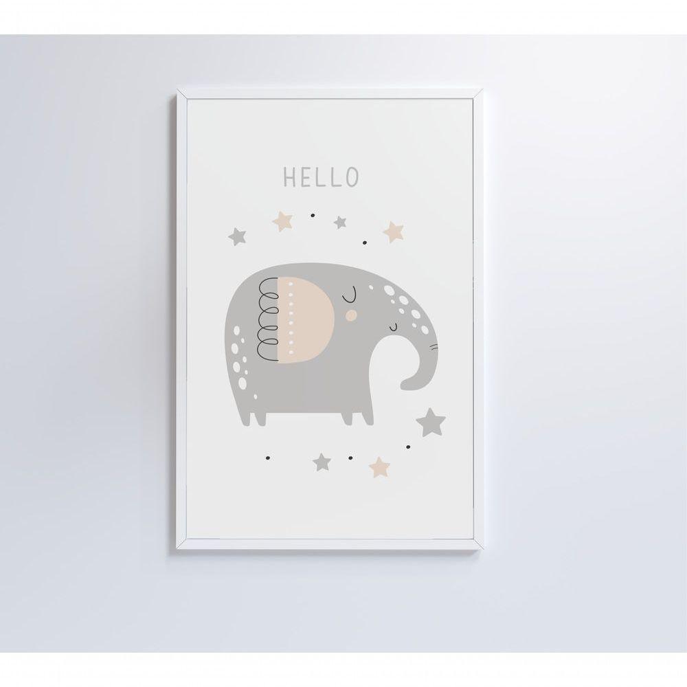 Quadro Infantil Hello Elefante Medidas 40x60 Cm Impressão Vidro Acrílico - 5