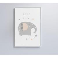 Quadro Infantil Hello Elefante Medidas 40x60 Cm Impressão Vidro Acrílico - 2