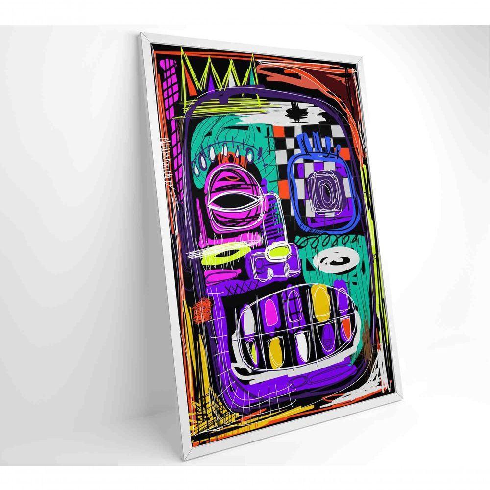 Quadro Ilustração De Rosto Abstrato Medidas 40x60 Cm Impressão Tecido Canvas - 1