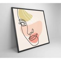 Quadro Feminino Silhueta Face Artística Contínua Medidas 80x80 Cm Impressão Tecido Canvas - 1