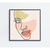Quadro Feminino Silhueta Face Artística Contínua Medidas 80x80 Cm Impressão Tecido Canvas - 2