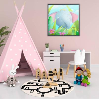 Quadro Infantil Elefante Medidas 60x60 Cm Impressão Vidro Acrílico