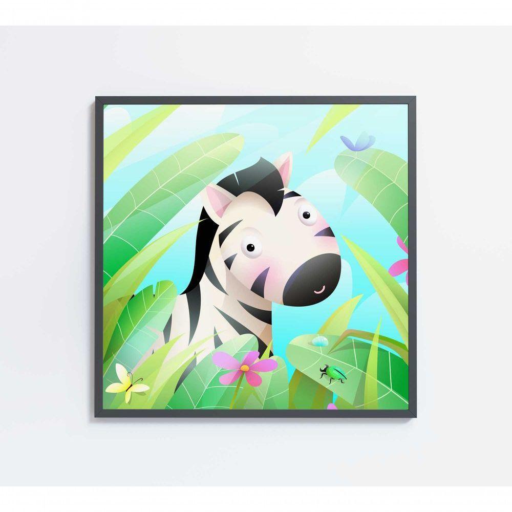 Quadro Infantil Zebra Medidas 40x40 Cm Impressão Adesivo Fotográfico - 1