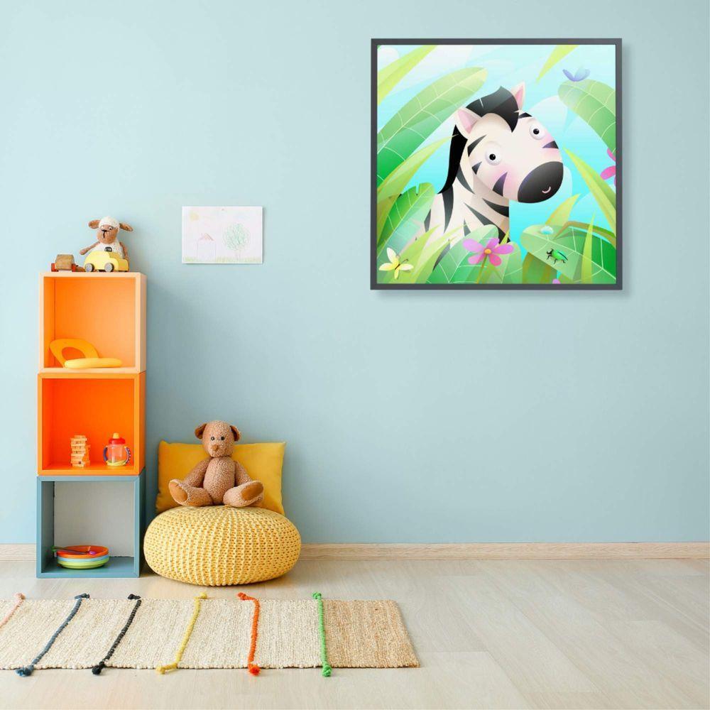 Quadro Infantil Zebra Medidas 40x40 Cm Impressão Adesivo Fotográfico - 2