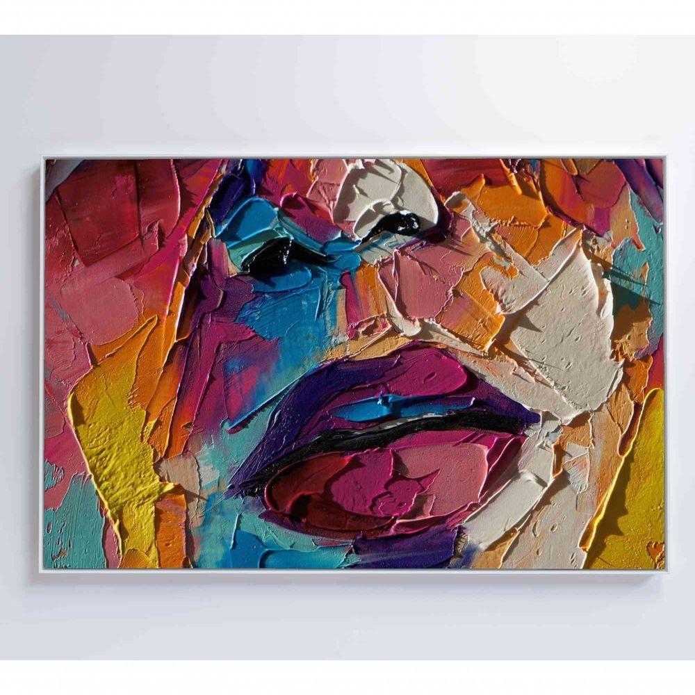 Quadro Pintura óleo De Rosto Feminino Medidas 90x60 Cm Impressão Adesivo Fotográfico - 5