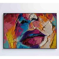 Quadro Pintura óleo De Rosto Feminino Medidas 90x60 Cm Impressão Adesivo Fotográfico - 3