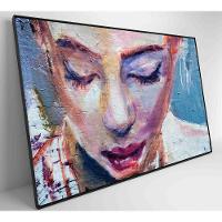 Quadro Pintura Rosto Feminino Medidas 90x60 Cm Impressão Vidro Acrílico - 3