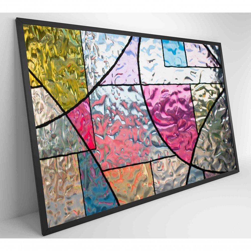 Quadro Vitral Geométrico Colorido Medidas 90x60 Cm Impressão Adesivo Fotográfico - 7