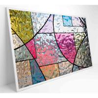 Quadro Vitral Geométrico Colorido Medidas 90x60 Cm Impressão Adesivo Fotográfico - 1