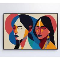 Quadro Ilustração Mulher Indígena Medidas 120x80 Cm Impressão Vidro Acrílico - 2