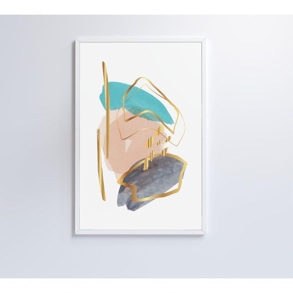 Quadro Abstrato Branco Com Linhas E Cores Medidas 40x60 Cm Impressão Vidro Acrílico - 2