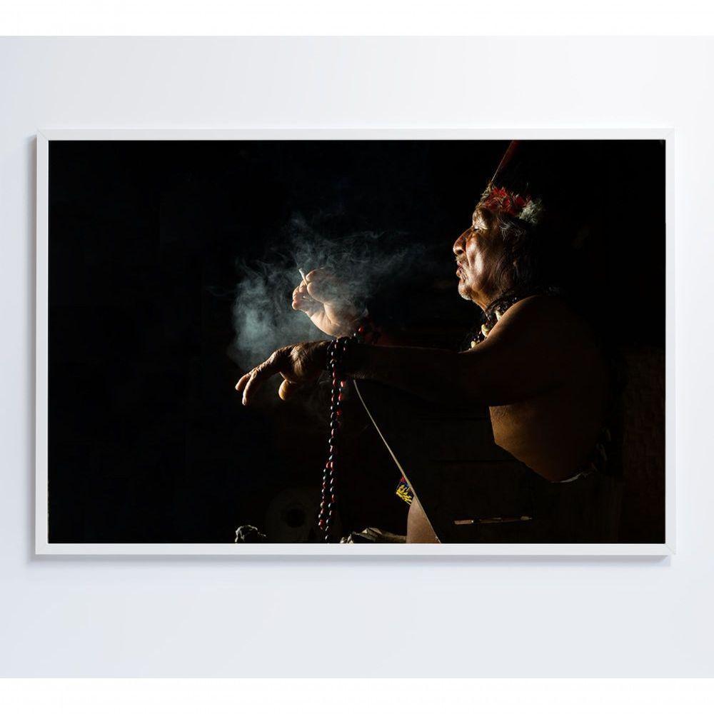 Quadro índio Ritual Amazônia Medidas 120x80 Cm Impressão Vidro Acrílico - 1