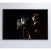 Quadro índio Ritual Amazônia Medidas 120x80 Cm Impressão Vidro Acrílico