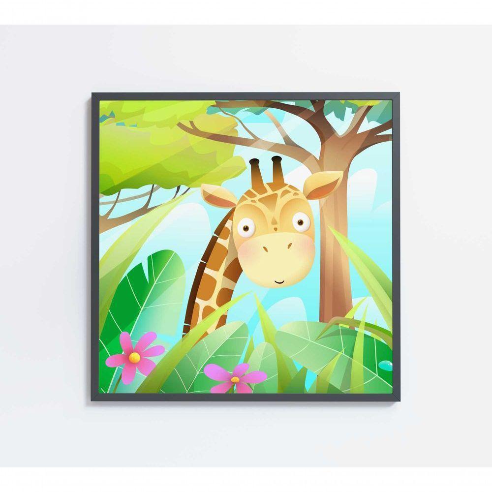 Quadro Infantil Girafa Medidas 40x40 Cm Impressão Vidro Acrílico - 1