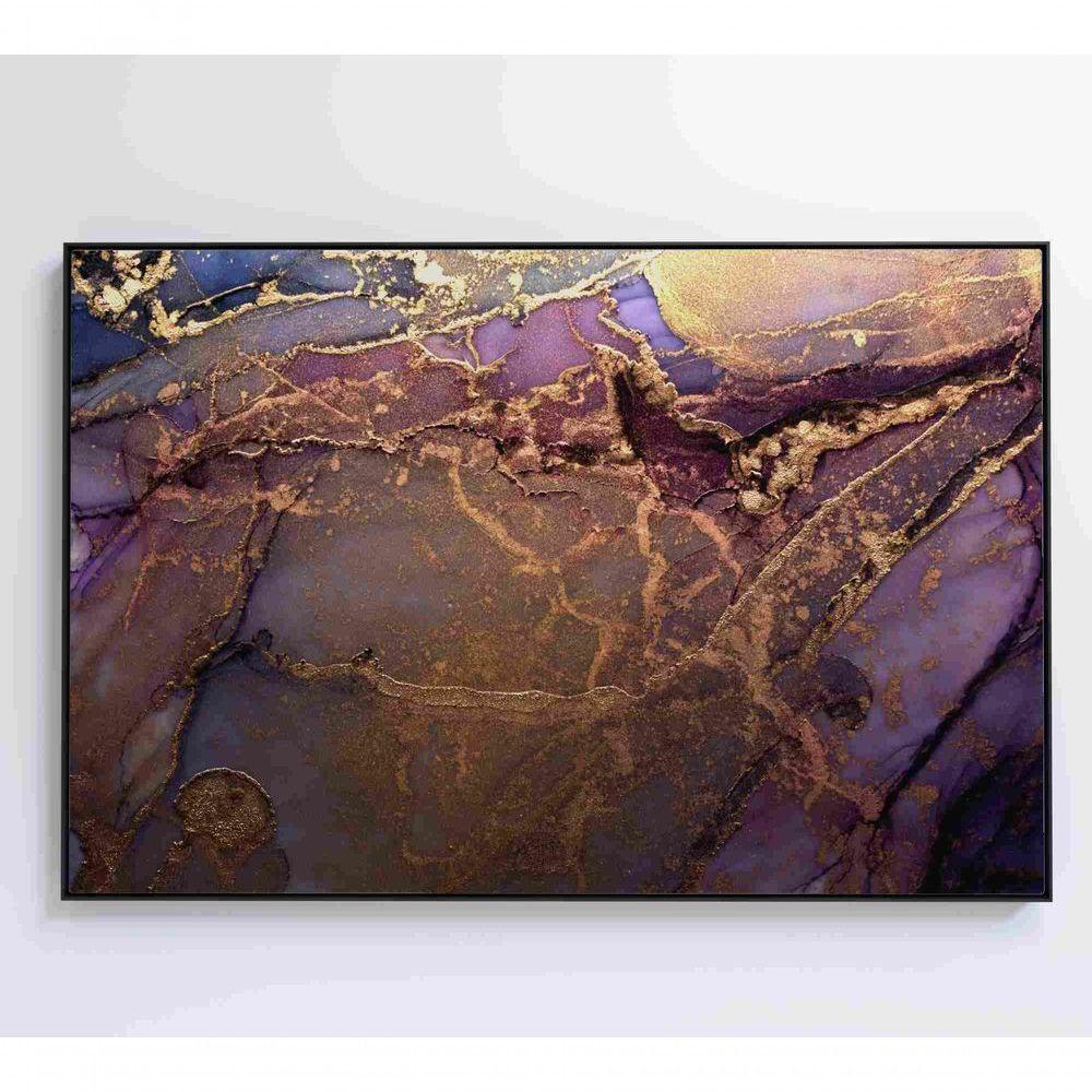 Quadro Abstrato Com Pintura Dourada Medidas 60x40 Cm Impressão Tecido Canvas - 1