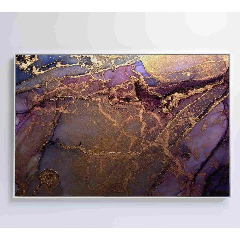 Quadro Abstrato Com Pintura Dourada Medidas 60x40 Cm Impressão Tecido Canvas - 5