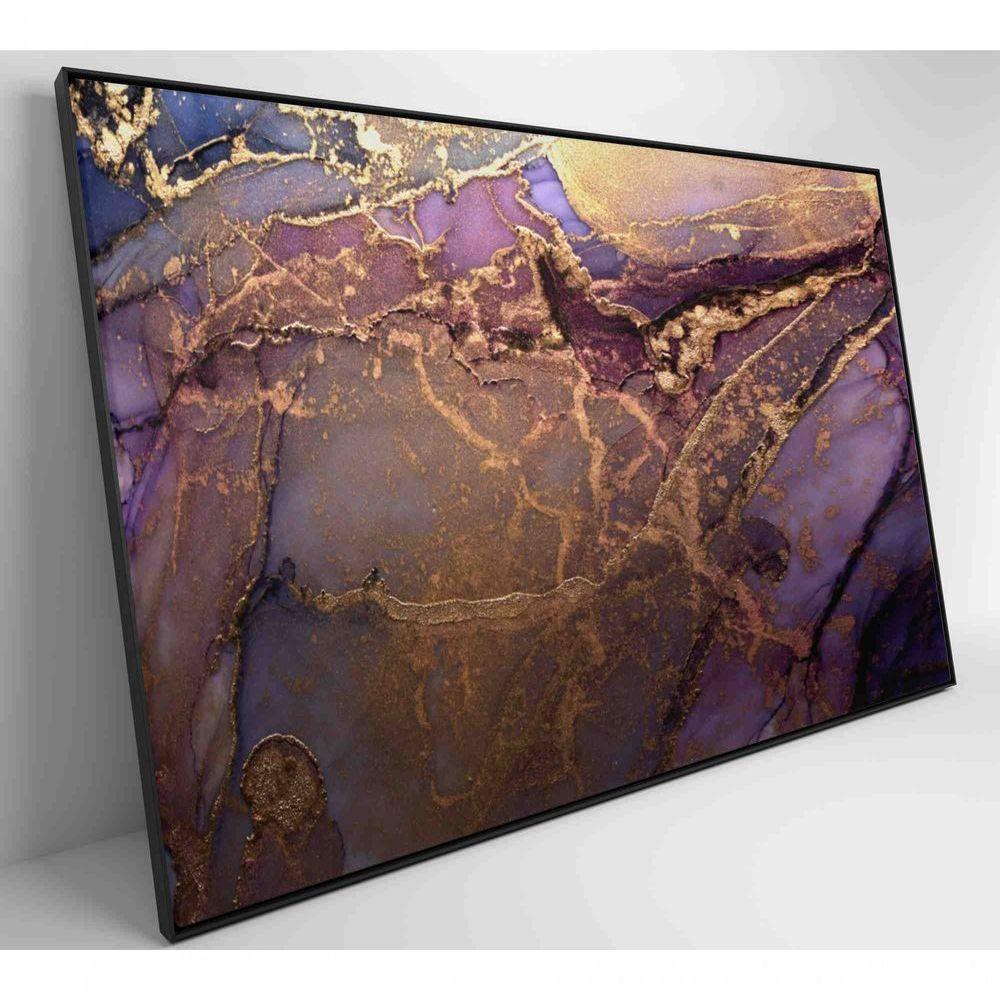 Quadro Abstrato Com Pintura Dourada Medidas 60x40 Cm Impressão Tecido Canvas - 8
