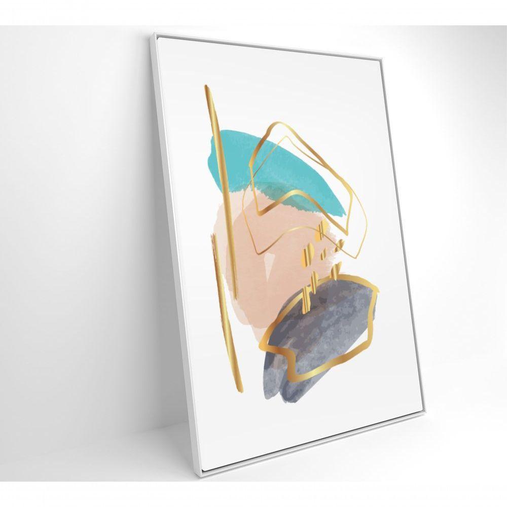 Quadro Abstrato Branco Com Linhas E Cores Medidas 80x120 Cm Impressão Vidro Acrílico - 1