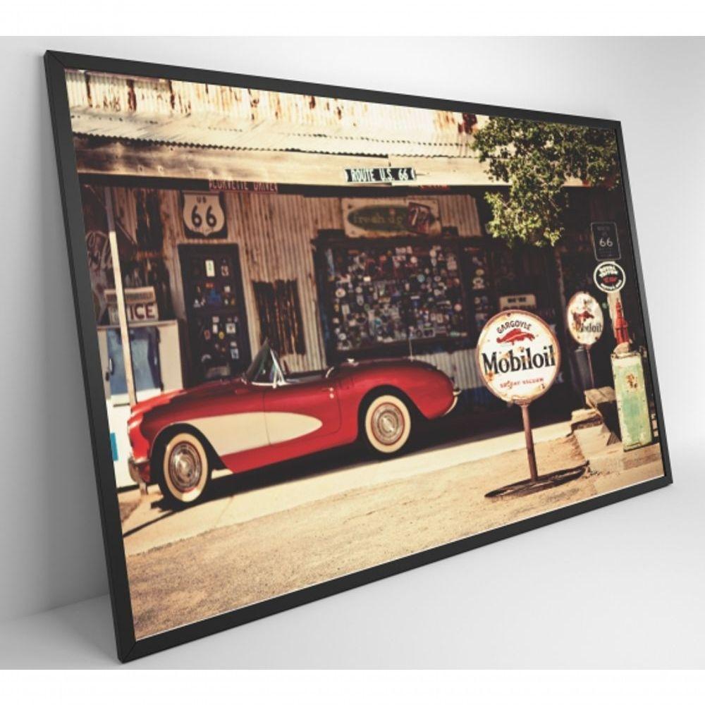 Quadro Carro Clássico Vermelho Medidas 120x80 Cm Impressão Adesivo Fotográfico - 1