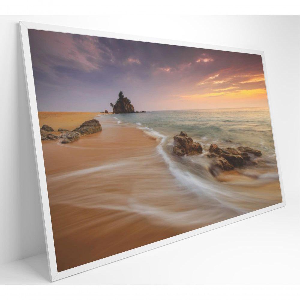 Quadro Praia E Rochas Medidas 120x80 Cm Impressão Vidro Acrílico - 5