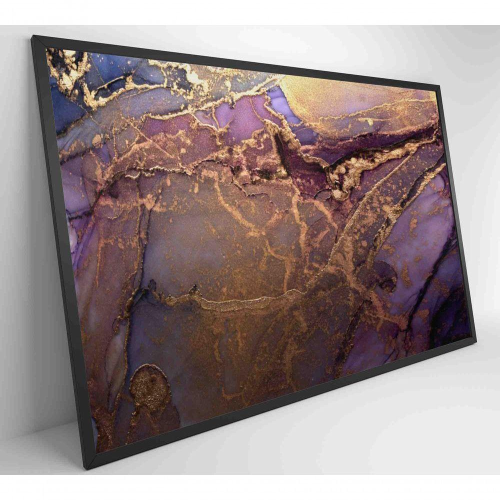 Quadro Abstrato Com Pintura Dourada Medidas 120x80 Cm Impressão Vidro Acrílico - 4