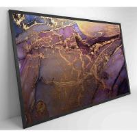 Quadro Abstrato Com Pintura Dourada Medidas 120x80 Cm Impressão Vidro Acrílico - 4