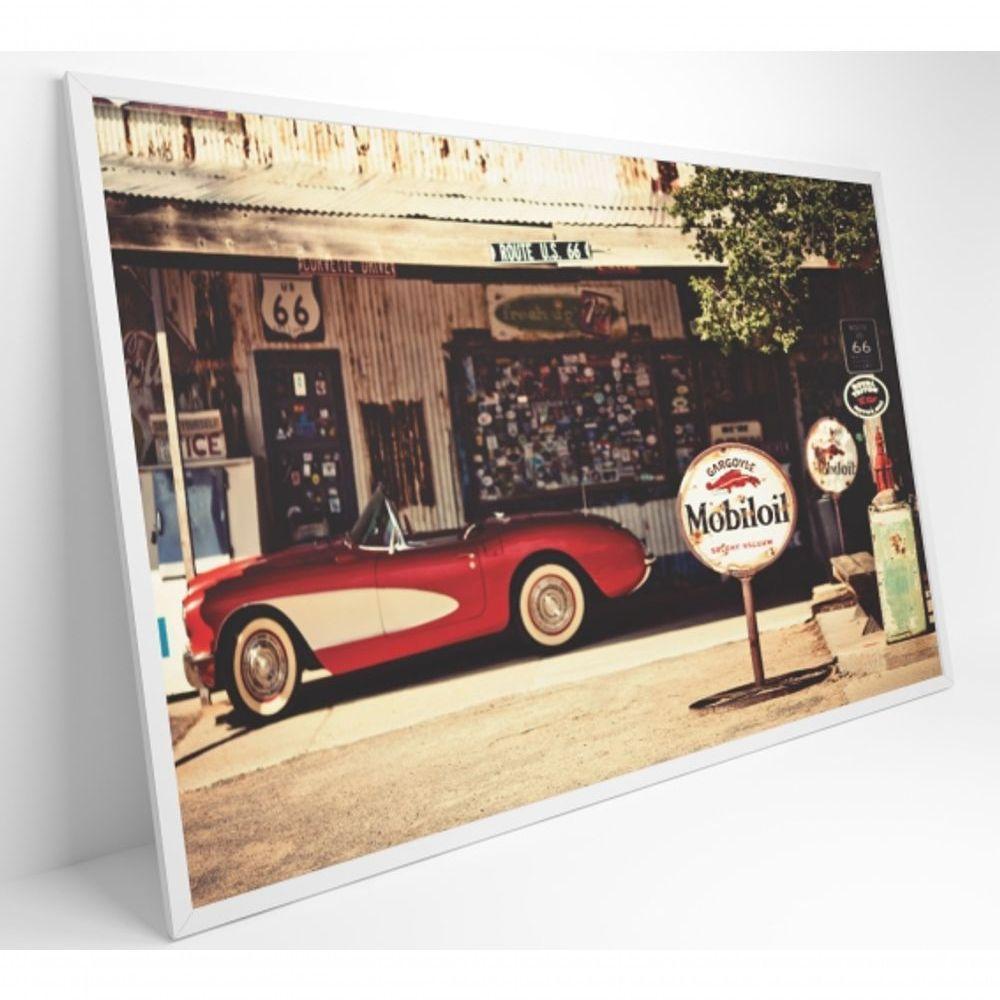 Quadro Carro Clássico Vermelho Medidas 90x60 Cm Impressão Adesivo Fotográfico - 4