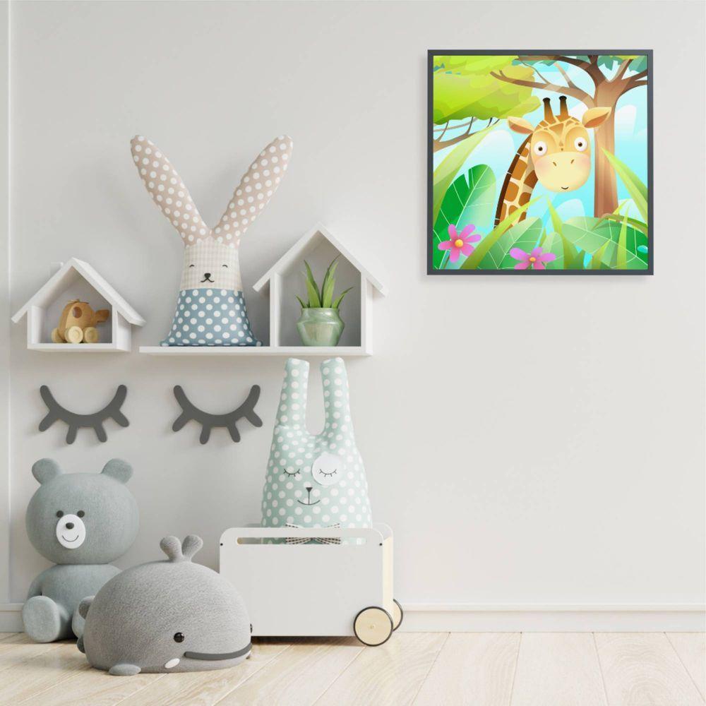 Quadro Infantil Girafa Medidas 40x40 Cm Impressão Tecido Canvas - 2