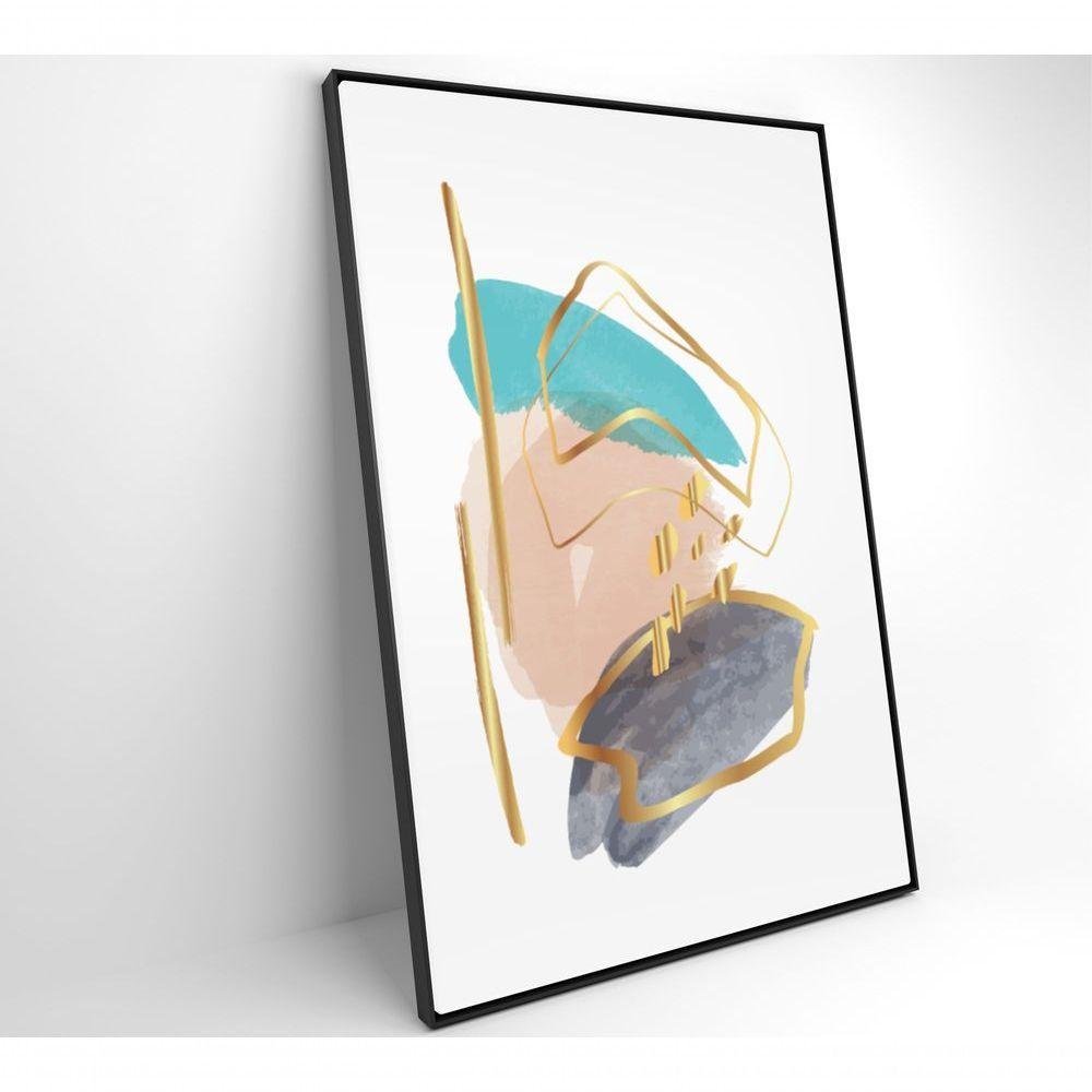 Quadro Abstrato Branco Com Linhas E Cores Medidas 40x60 Cm Impressão Tecido Canvas - 4