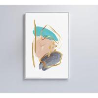 Quadro Abstrato Branco Com Linhas E Cores Medidas 40x60 Cm Impressão Tecido Canvas - 3